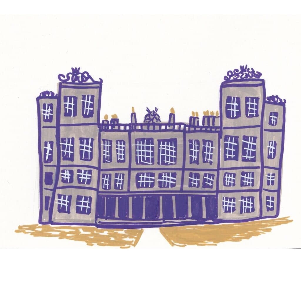Illustration of Hardwick Hall in Derbyshire